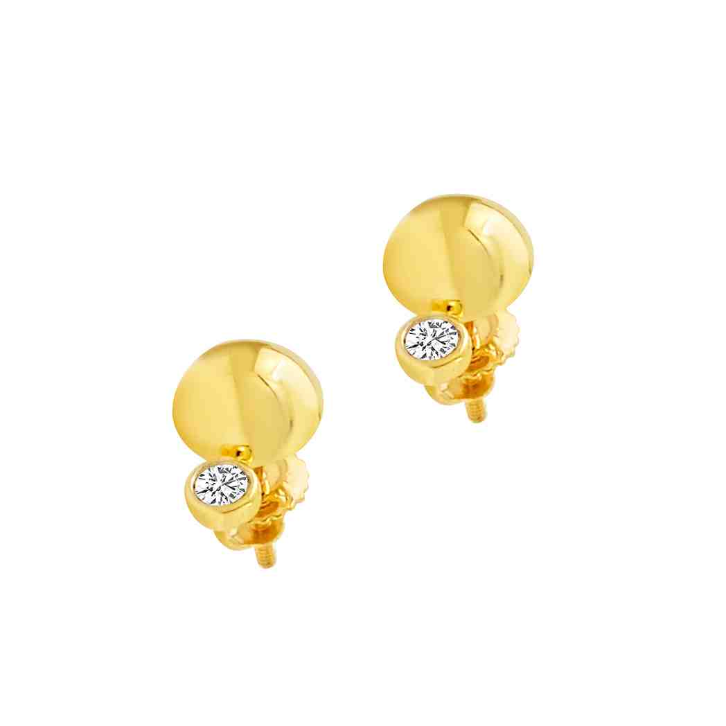 Round Bezel Stud Earring ER21029A